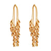 Gold Drop Flower Leaf Earrings