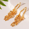 Gold Drop Flower Leaf Earrings