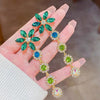 Designer Green Crystal Long Earrings