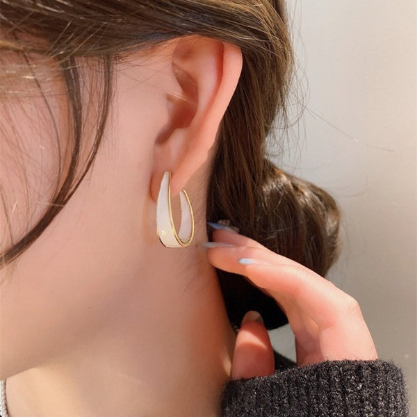 White hoop earrings