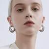 C-Shaped Silver Huggie Earring
