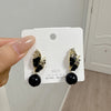 BLACK FLOWER WHITE PEARL EARRINGS