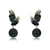 BLACK FLOWER WHITE PEARL EARRINGS