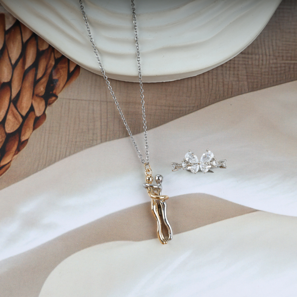 Love Hug Couple Necklace,Ring Set