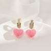 Pink Love Heart Crystal Earrings