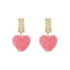 Pink Love Heart Crystal Earrings
