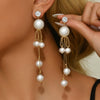 White Long Pearl earrings
