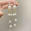 White Long Pearl earrings