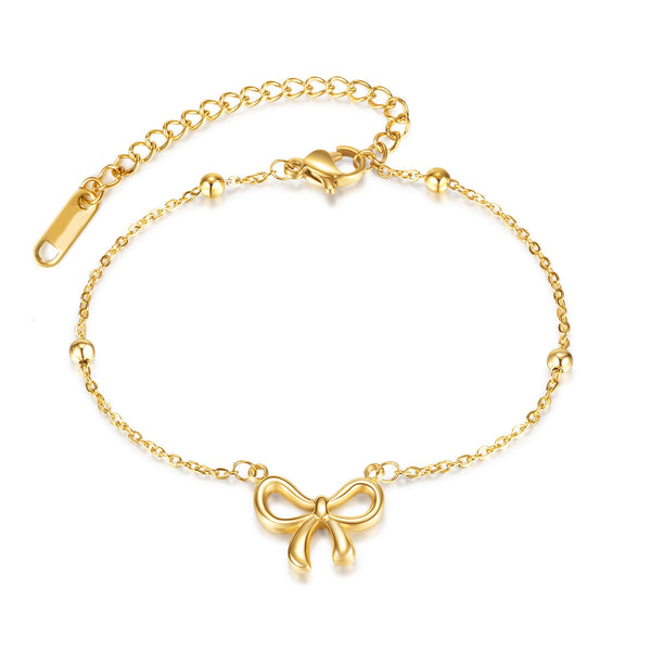 Cute Ribbon Design Gold Chain Bracelet