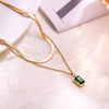 Gold Plated Baguette Snake Emerald Necklace
