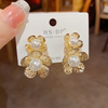 Golden Shine Flower Pearl Earring