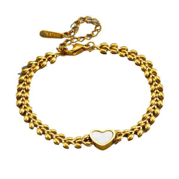Golden Designer White Heart Bracelet