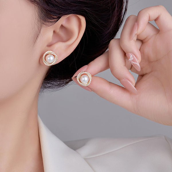 Pack Of 2 Rhinestone Pearl Earring