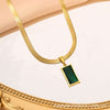 Emerald Gold Plated Anti Tarnish Chain Pendant