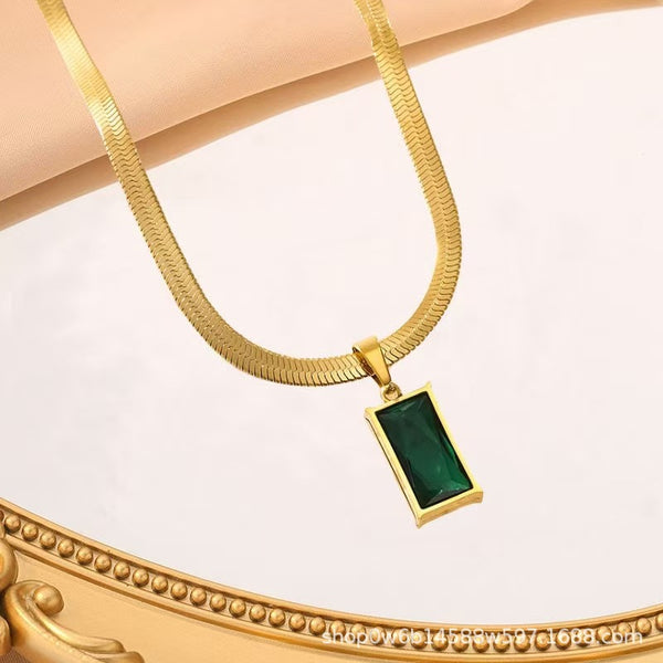 Emerald Gold Plated Anti Tarnish Chain Pendant