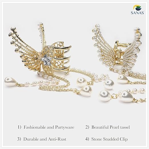 Golden Large Rhinestone butterfly Hair Accessories