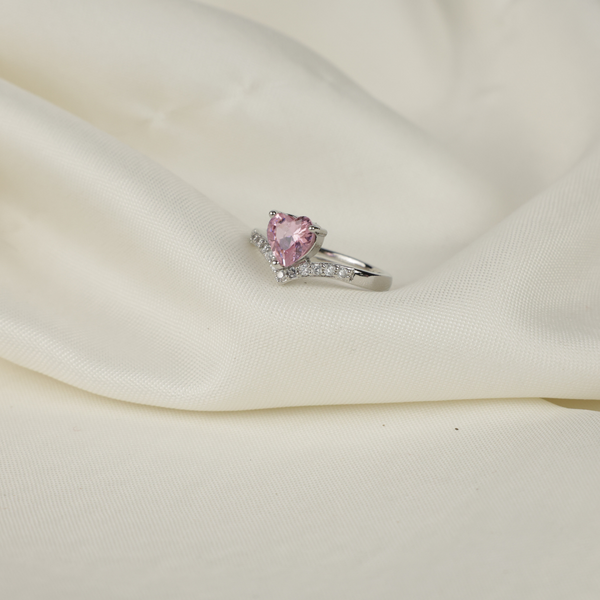 Sterling Silver Pink Heart Ring