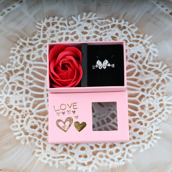 Love zirconia butterfly ring