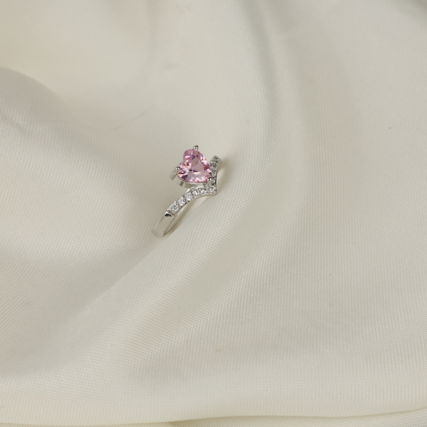Sterling Silver Pink Heart Ring