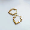Anti tarnish gold bead hoop earrings