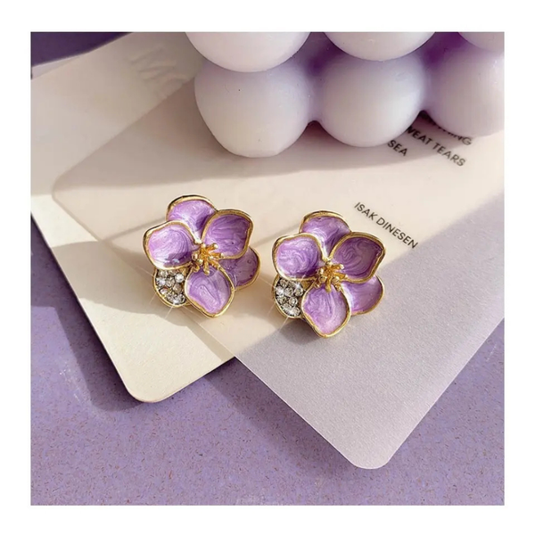 Beautiful Purple Flower Stud Earring