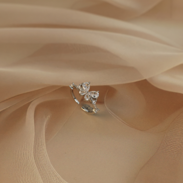 Love zirconia butterfly ring