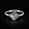 S925 Silver Clover Bloom Adjustable Ring