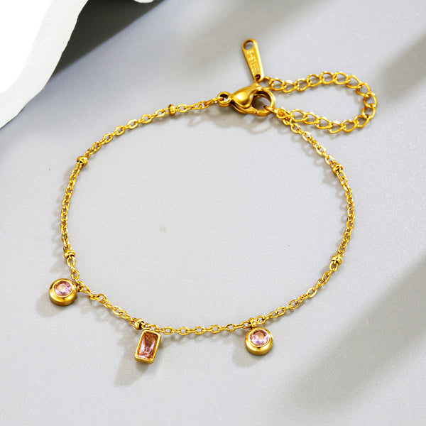 Golden pink stone exclusive bracelet
