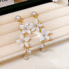 Flower pearl tassel earrings