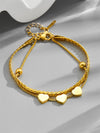 Golden Heart Charm Dual Chain Bracelet