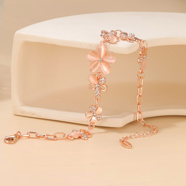 Flower Rose Gold Plated Crystals Bracelet