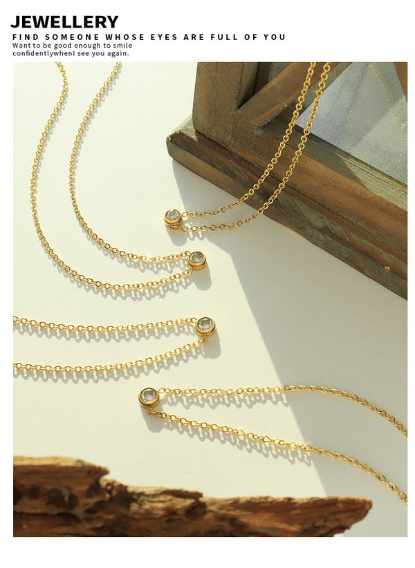 Circular Zirconia Diamond Pendant Necklace