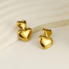 Anti Tarnish Golden Mini Double Heart Earring
