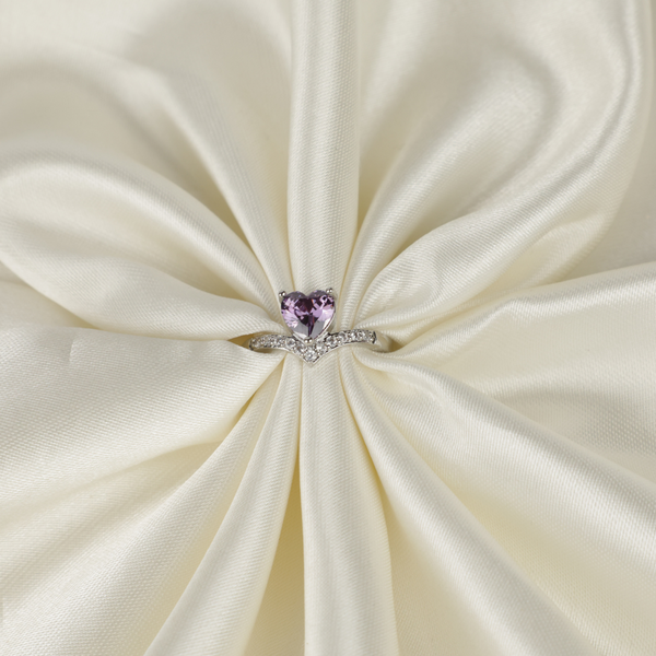 Sterling Silver Purple Heart Shaped Ring