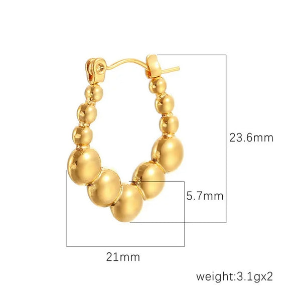 Anti tarnish small beads ball hoop earrings