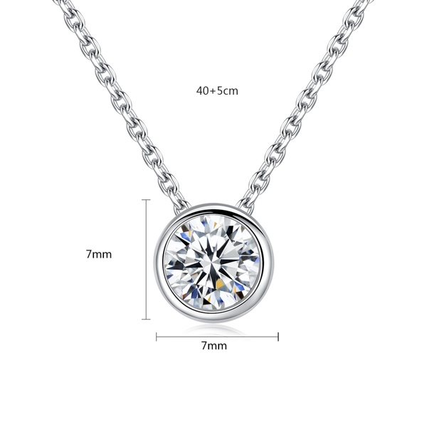 S925 Silver Classic Round Solitaire Pendant Necklace