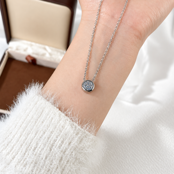 S925 Silver Classic Round Solitaire Pendant Necklace