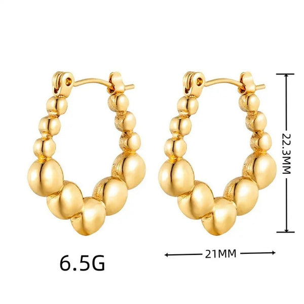 Anti tarnish small beads ball hoop earrings