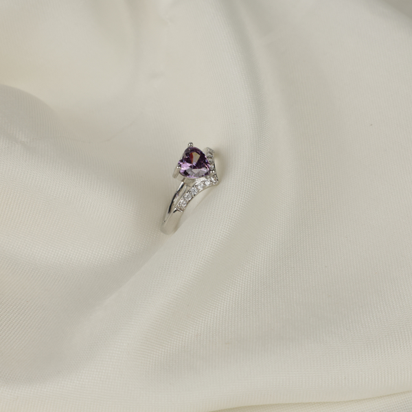 Sterling Silver Purple Heart Shaped Ring
