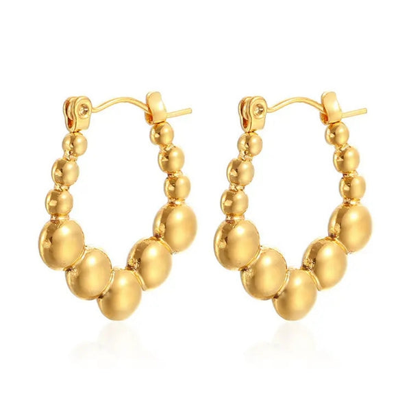 Anti tarnish small beads ball hoop earrings