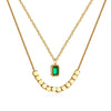 Anti Tarnish Double Layered Green Stone Necklace