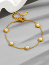 Classic Pearl Charm Gold Bracelet