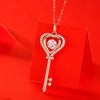 Heart Key Crystal Pendant Necklace