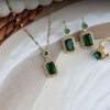 Love Green Cube Shape Necklace, Ring, Earring Set