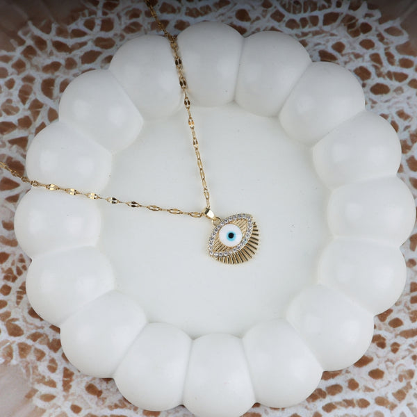 Gold Plated Nazar Evil Eye Pendant Necklace