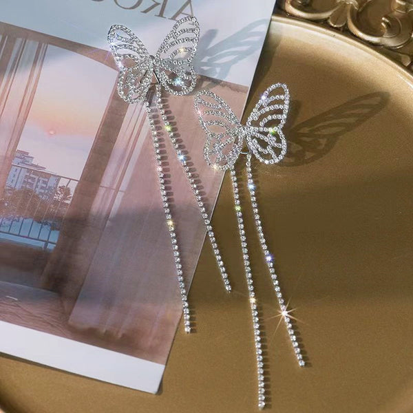 Rhinestone Butterfly Decor Earrings