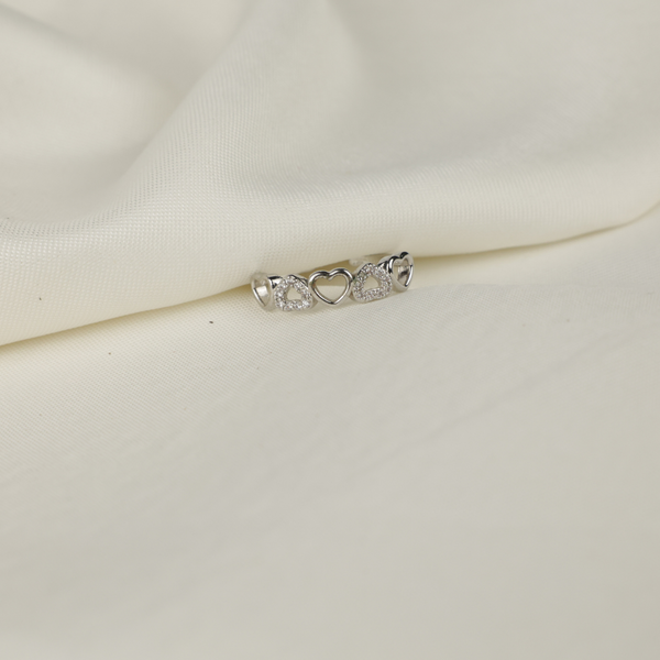 Cute hearts Rhinestone adjustable ring