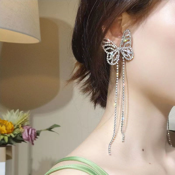 Rhinestone Butterfly Decor Earrings