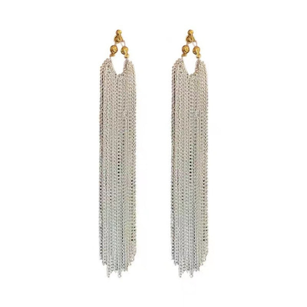 Silver Color Long Tassel Earring