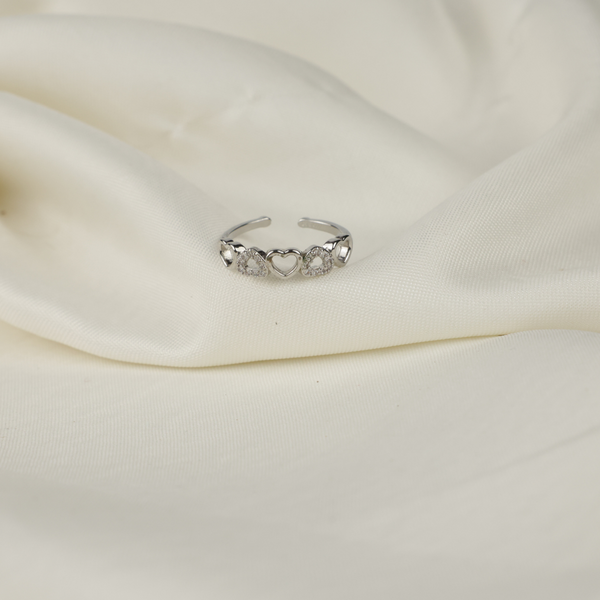 Cute hearts Rhinestone adjustable ring